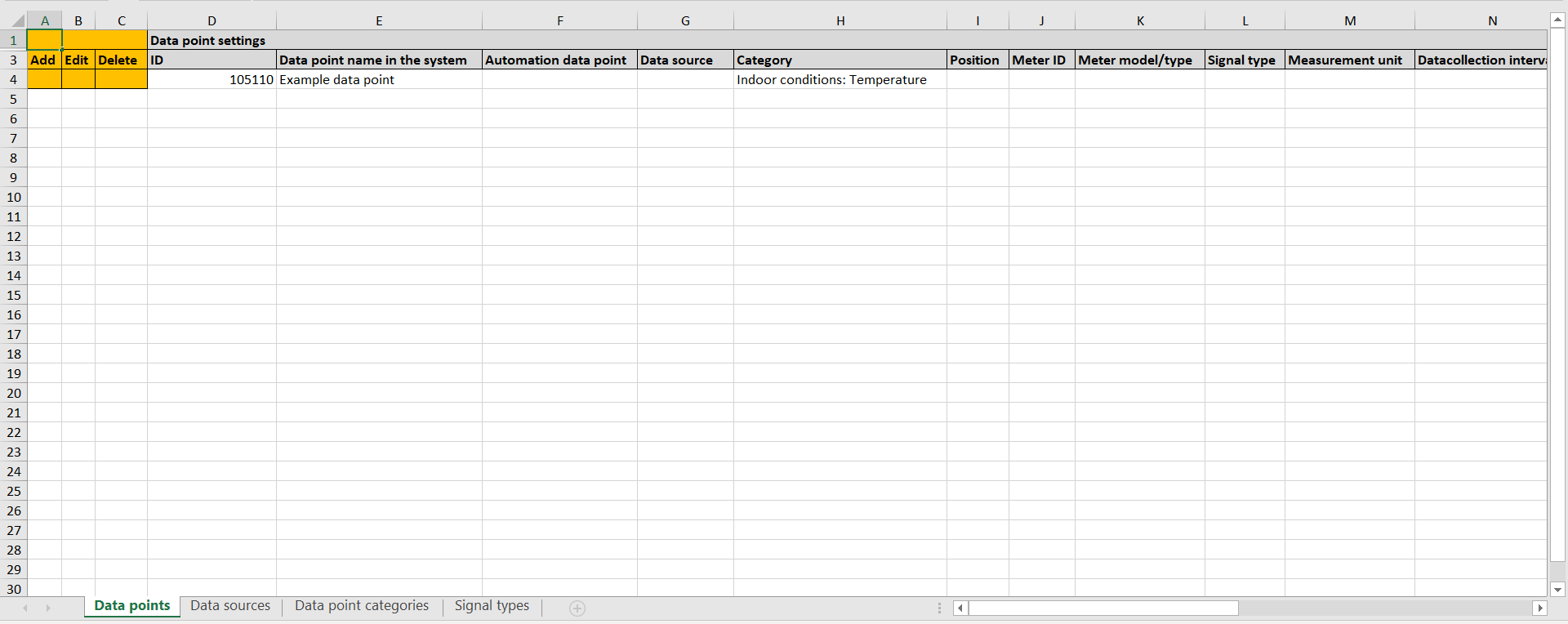 Data points in Excel