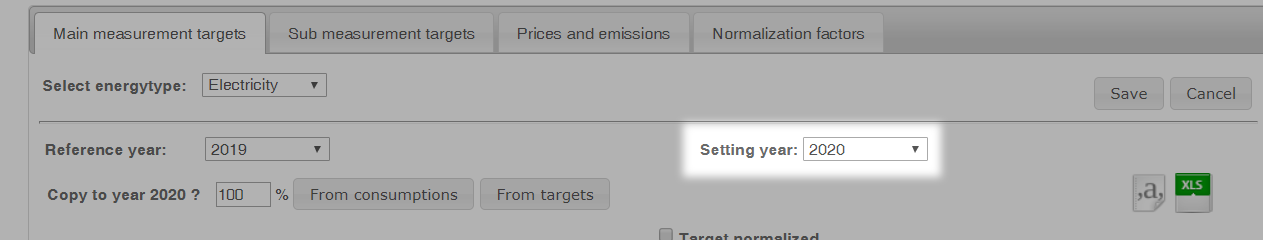 Selecting the setting year