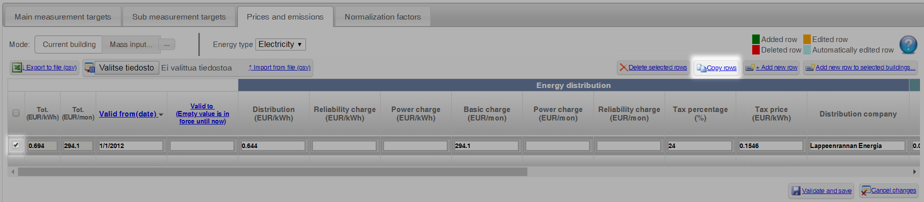 Copy selected rows