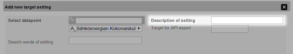 Setting description