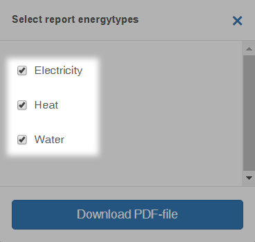 Selecting the energy types for the report