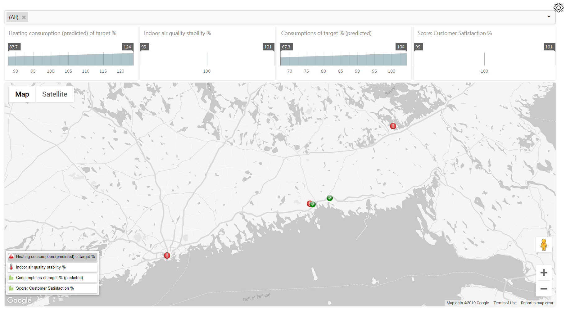 Yearly KPIs on big map